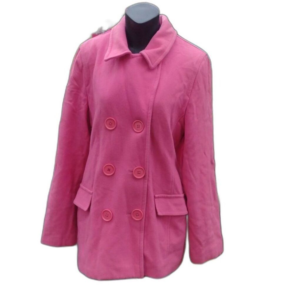 dELia*s Hot Pink Wool Double Breasted Pea Coat Size Large